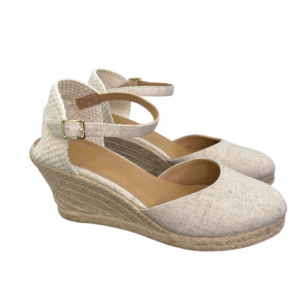 J. Crew NEW Ankle-Strap Espadrille Wedges Heels Shoes Ivory Cream Size 8 $128 - Picture 5 of 12